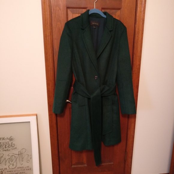 Ann Taylor Belted Chesterfield Coat in Emerald Forest - Picture 3 of 5